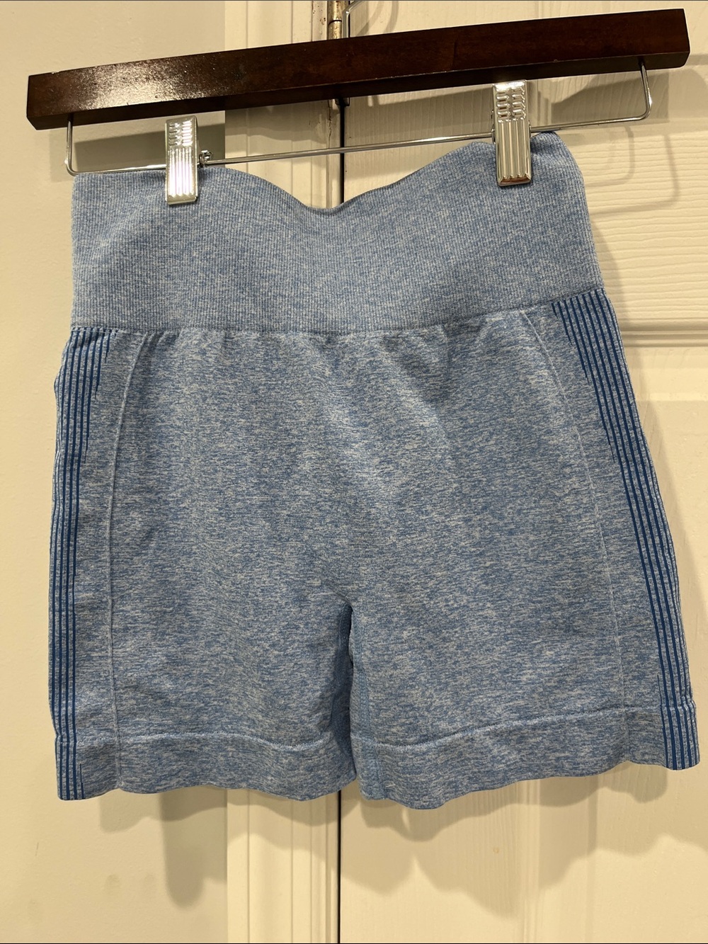 High-Waist Knit Women’s Shorts in Light Blue